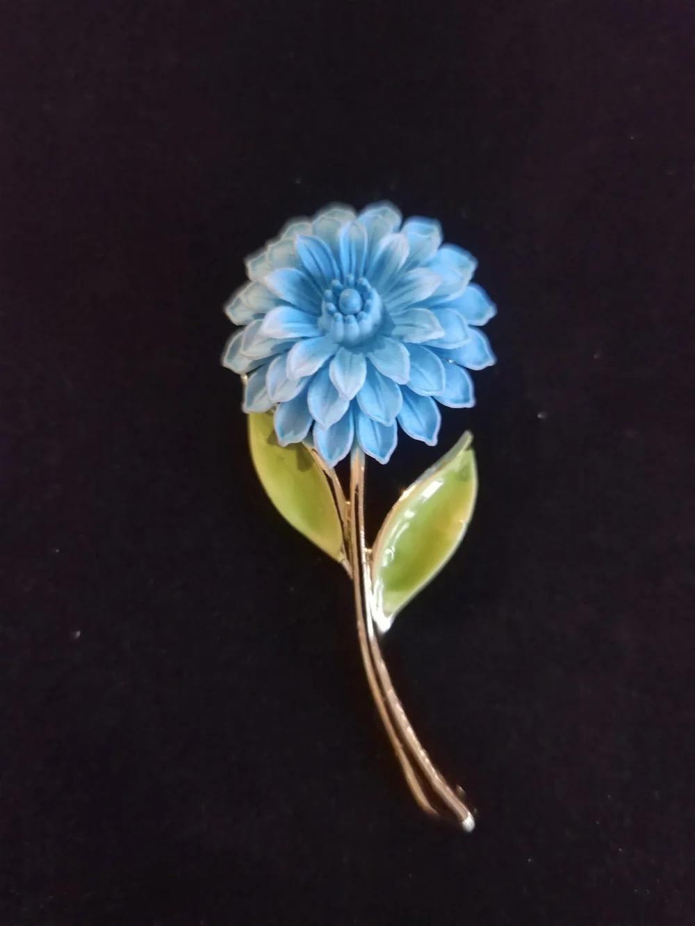 VTG Stamped JJ Blue/green Flower Enamel Brooch